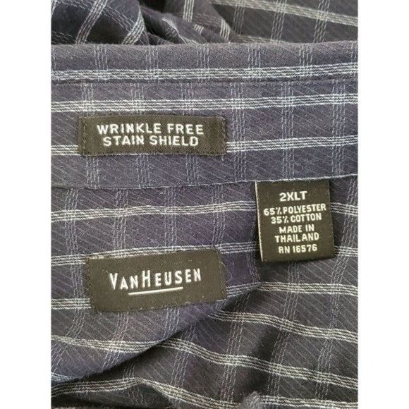 VAN HEUSEN SHIRT COLOR BLACK LONG SLEEVE POLYESTER/COTTON SIZE 2XLT - Picture 6 of 6